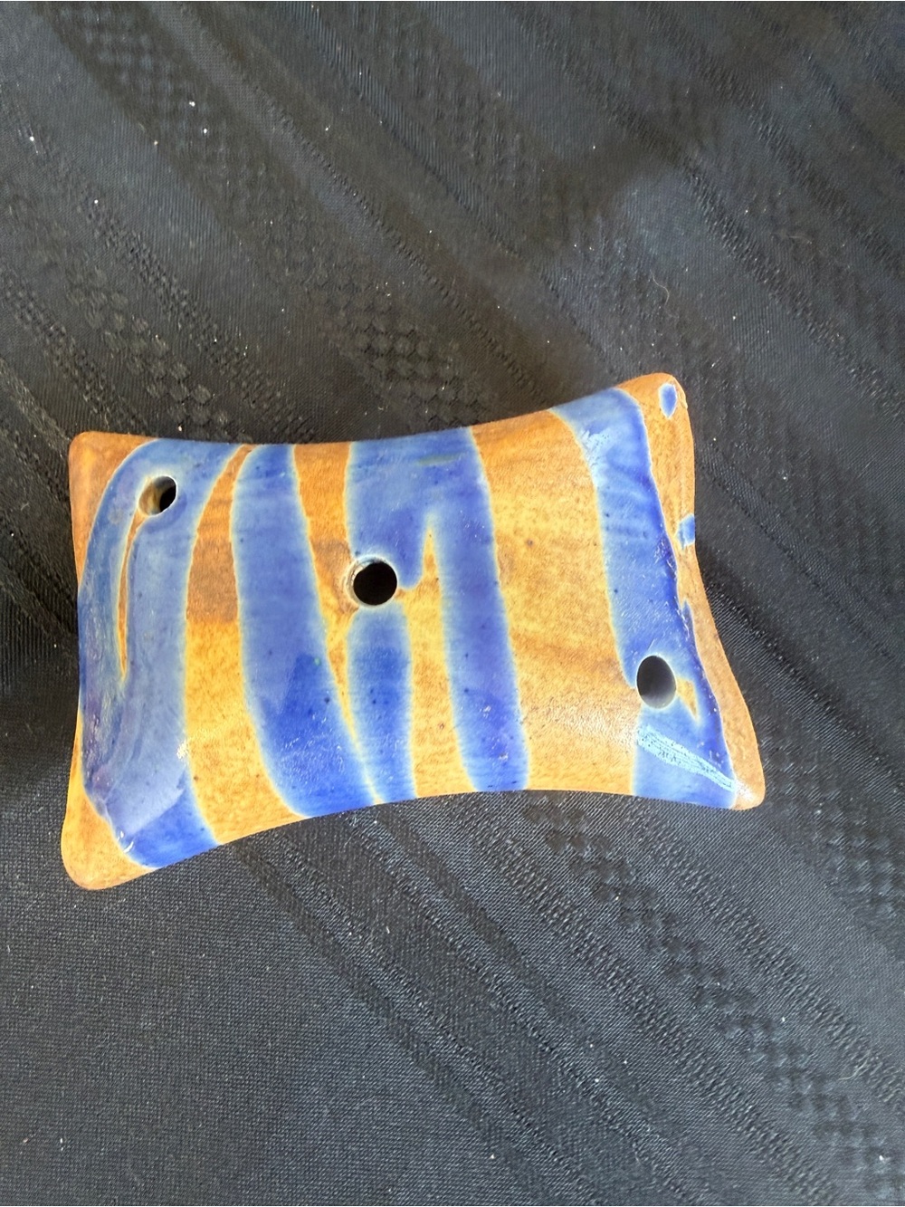 Handcrafted studio pottery ceramic pillow flower frog ilebana vase holder